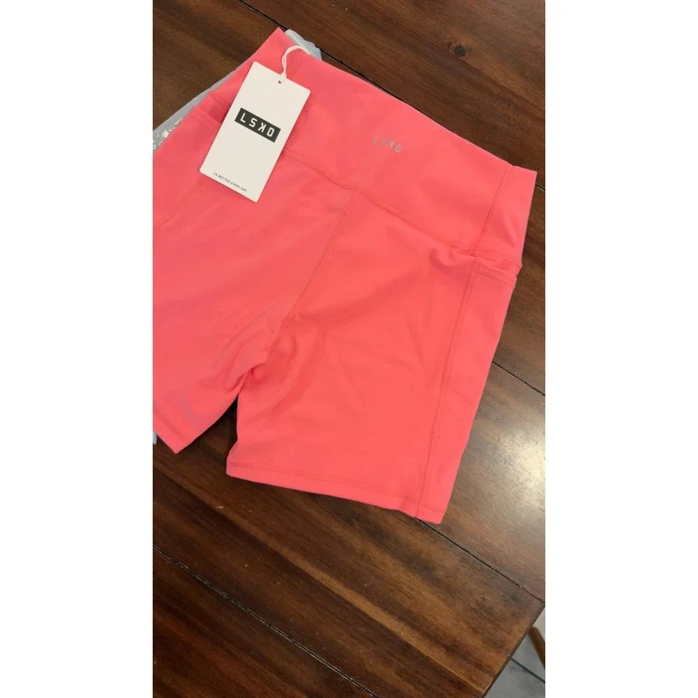 LSKD Fusion Mid Short Tight with Pockets Pink Lemonade XL New NWT